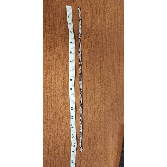 Vintage Salvatore Ferragamo Twisted Rectangular Silver Links 16 Inches - Picture 6 of 8